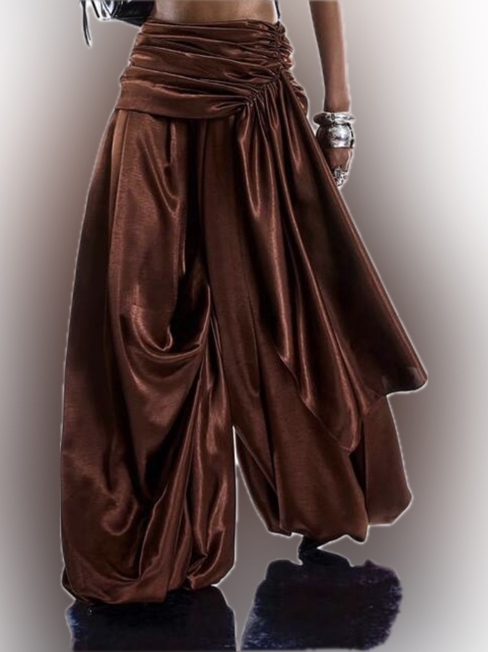 Chocolate Brown Wide- Leg Harem Pants